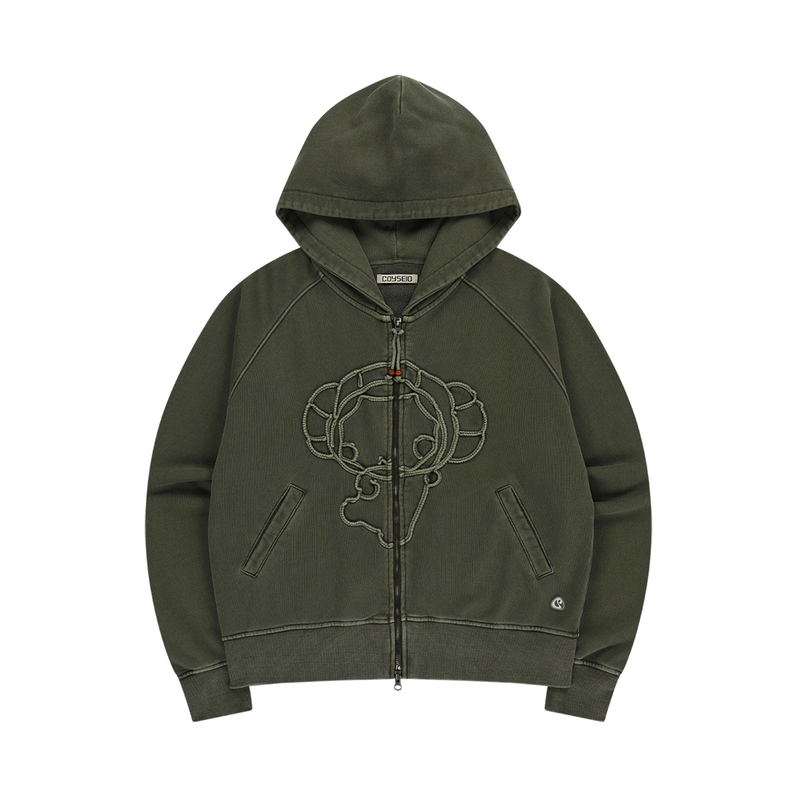 코이세이오 빈티지 테이프 후드 집업 카키