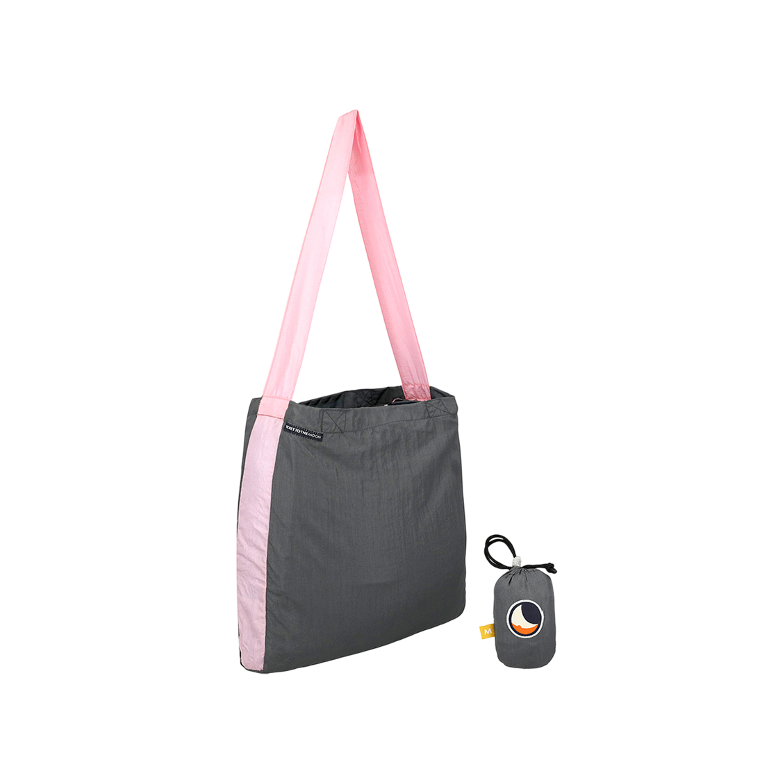 TMEBM0383 Ticket to the Moon Eco Bag Medium Dark Grey Baby Pink (15L)