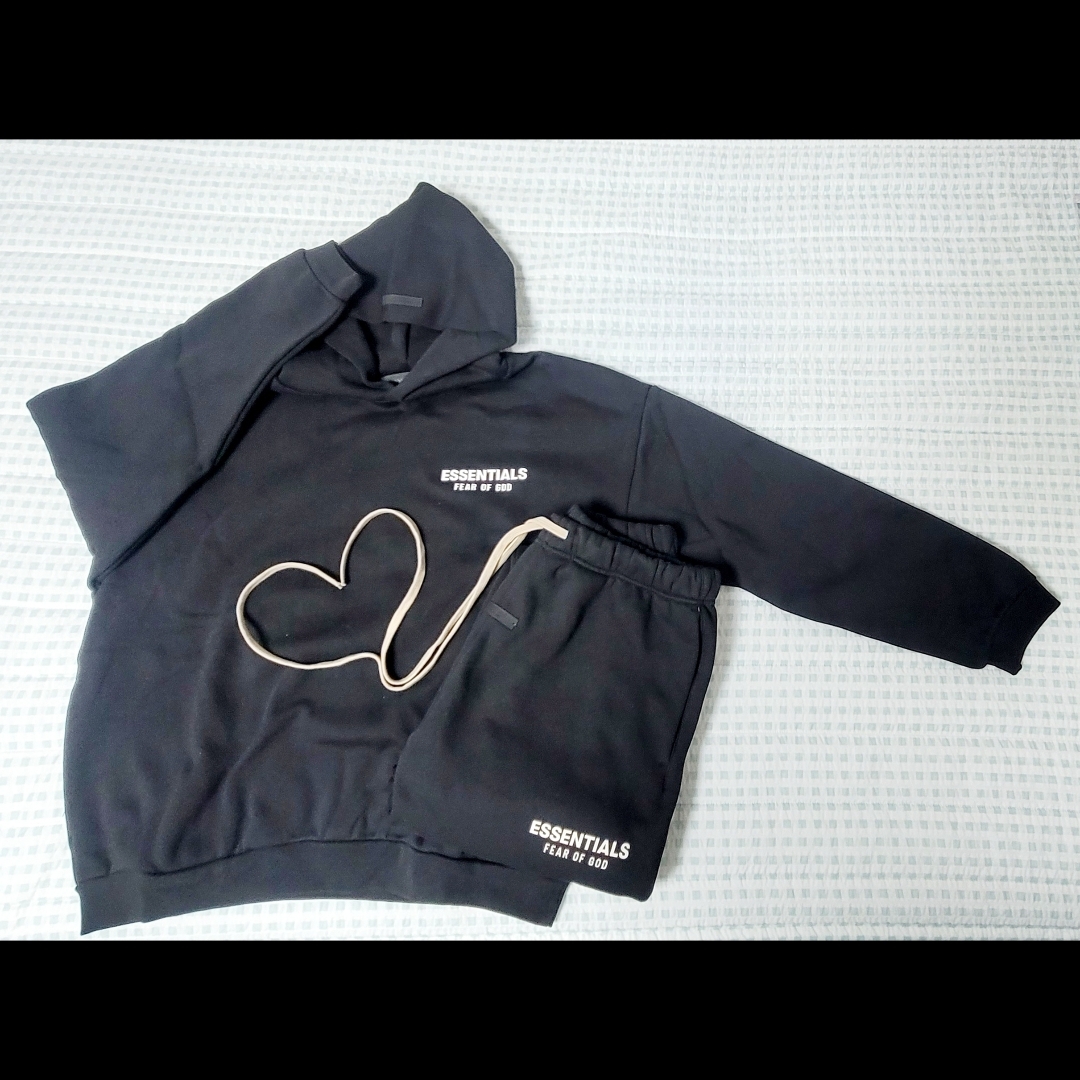 Essentials Fleece Essential Sweatpant Black - 24FW, Essentials Fleece Hoodie Black - 24FW 착용 스타일 - 1