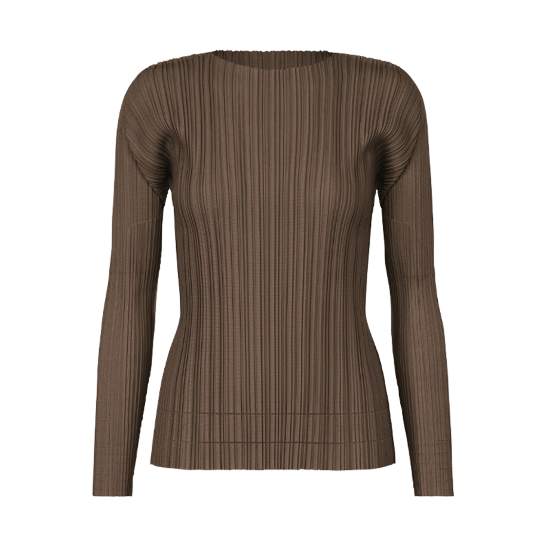 (W) 플리츠 플리즈 이세이 미야케 소프트 플리츠 탑 다크 브라운((W) Pleats Please Issey Miyake Soft Pleats Top Dark Brown) - 1
