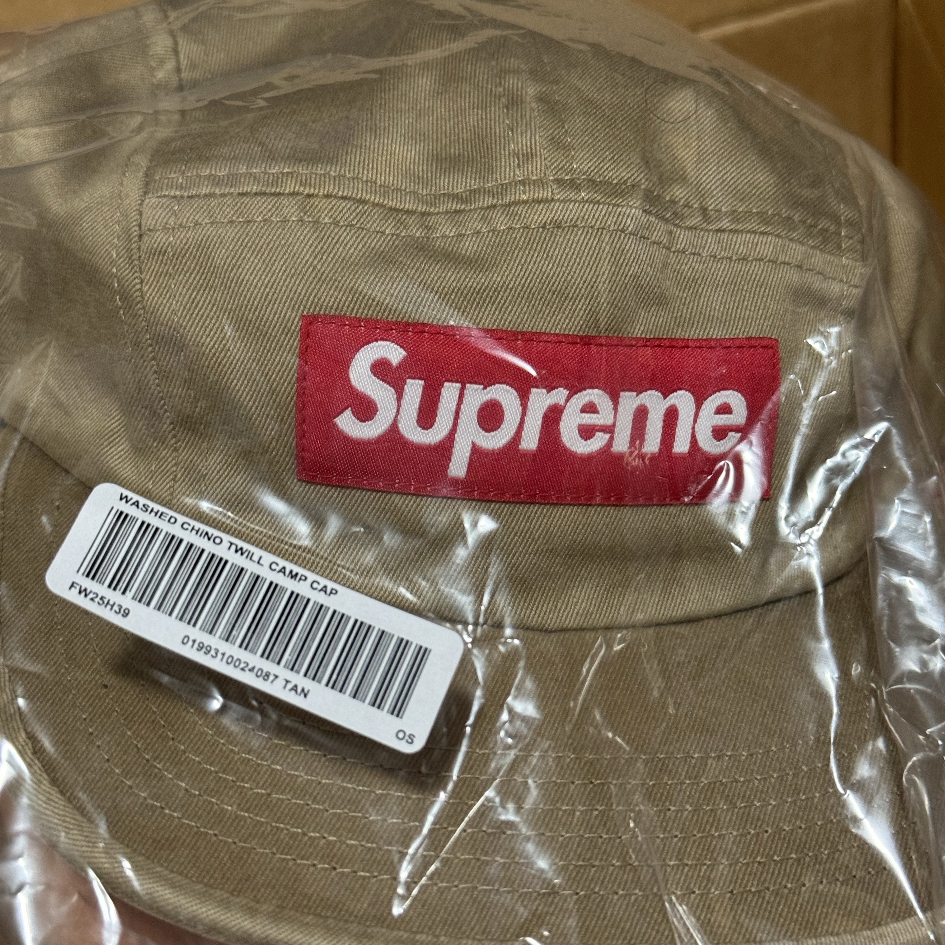Supreme Washed Chino Twill Camp Cap Tan - 25FW 착용 스타일