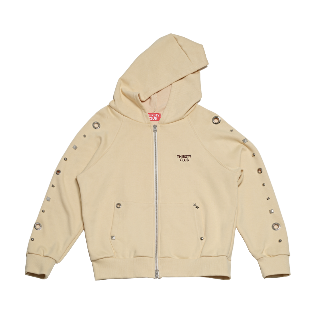 OTHZSSBU01 THIRSTY CLUB Studded Set Zip Up Hoodie - Butter