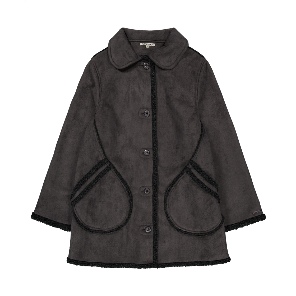 코이세이오 라운드 칼라 스웨이드 재킷 차콜(COYSEIO Round Collar Suede Jacket Charcoal)