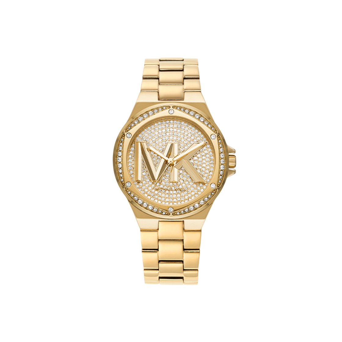 MK7229 (W) Michael Kors Lennox Pave Three-Hand Stainless Steel Watch Gold