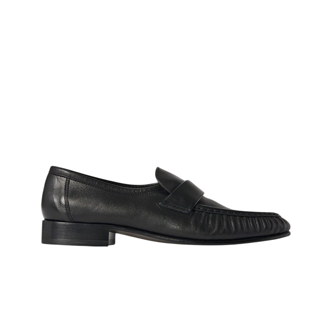 (W) 더 로우 레더 소프트 로퍼 블랙((W) The Row Soft Loafer in Leather Black)