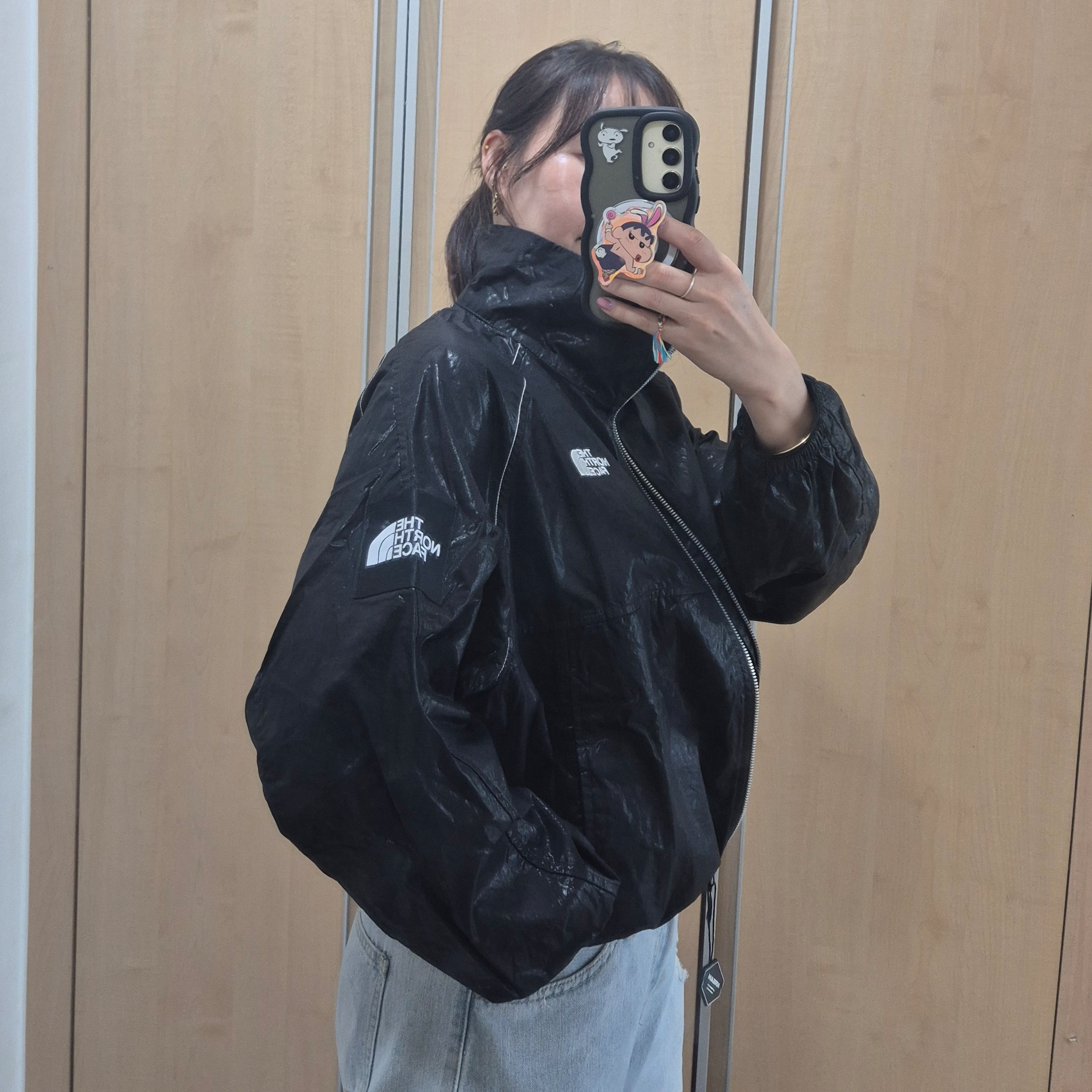 (W) The North Face White Label Novelty Olema Jacket Black 착용 스타일 - 1