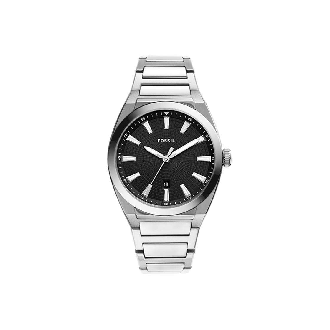 파슬 에버렛 쓰리 핸드 데이트 스테인리스 스틸 시계 실버 블랙(Fossil Everett Three-Hand Date Stainless Steel Watch Silver Black)