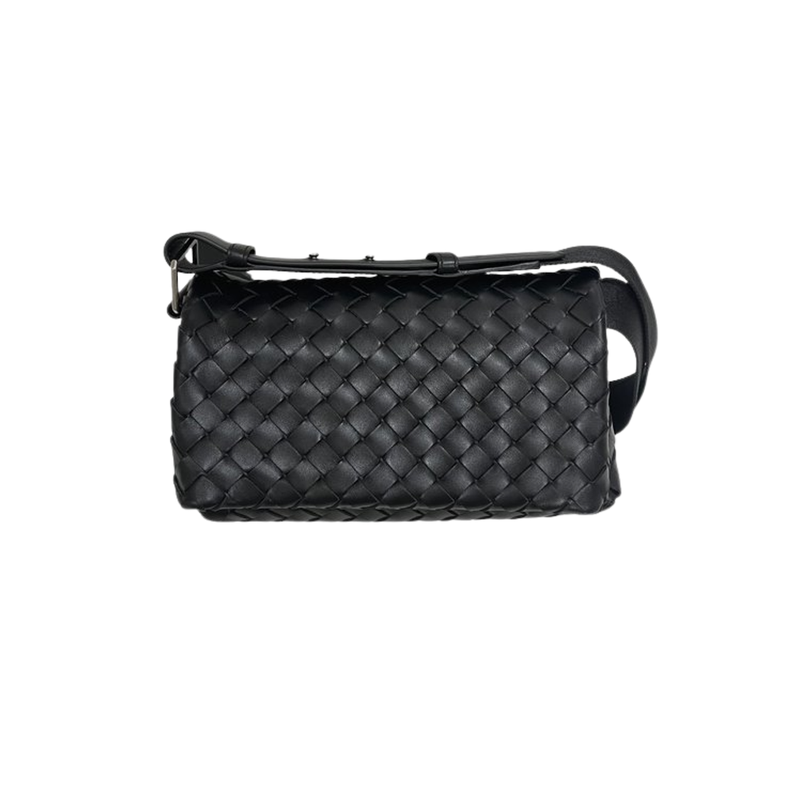729220V4LF18803 Bottega Veneta Intrecciato Medium Crossbody Bag Black