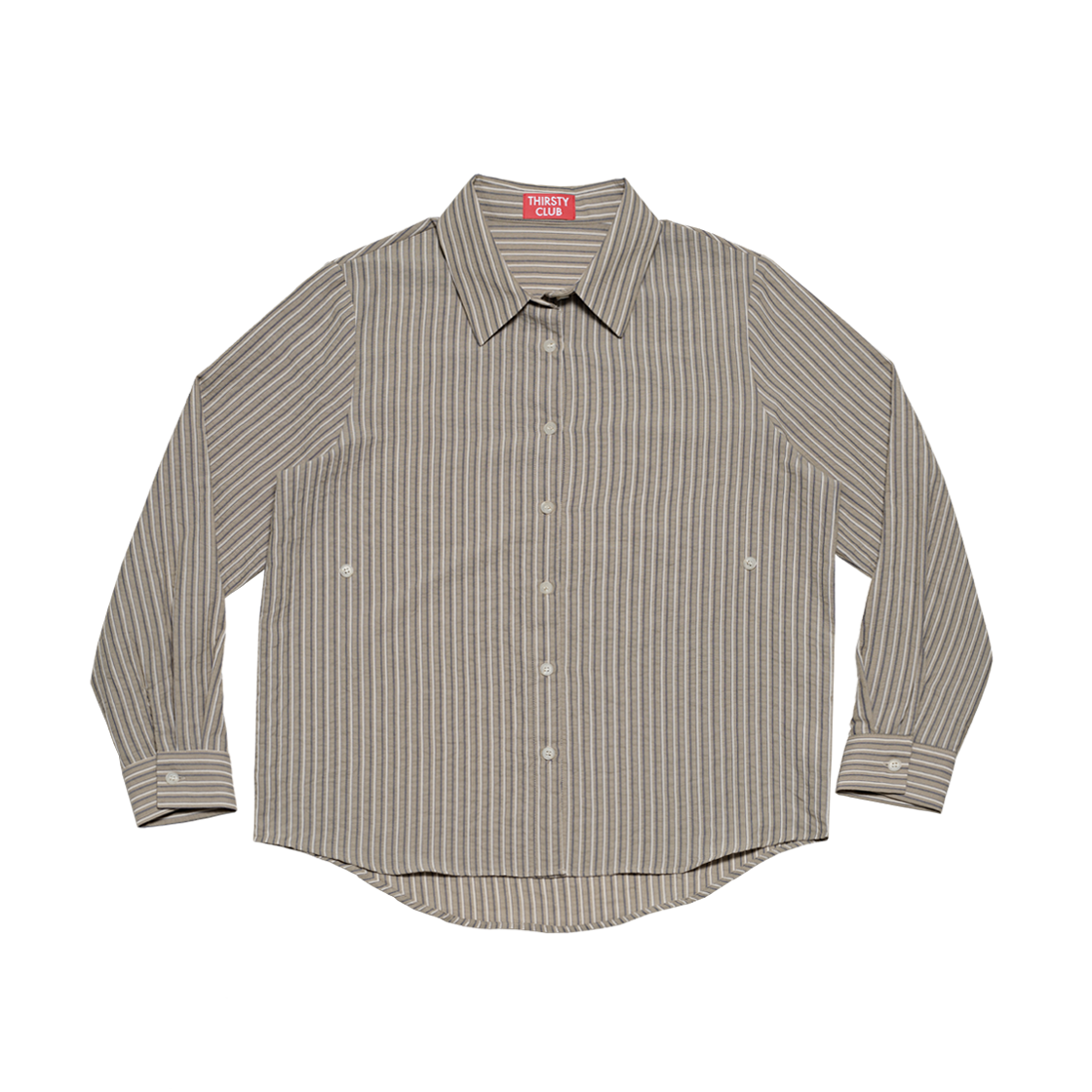 OTSHTWBR01 THIRSTY CLUB 3way Stripe Shirts (Side Buttons) - Brown