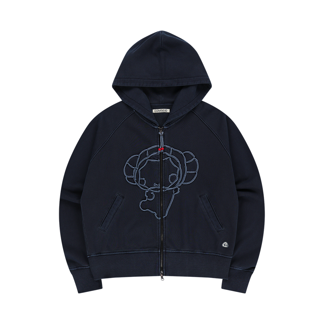 코이세이오 빈티지 테이프 후드 집업 네이비