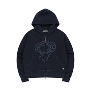 COYSEIO Vintage Tape Hood Zip-Up Navy