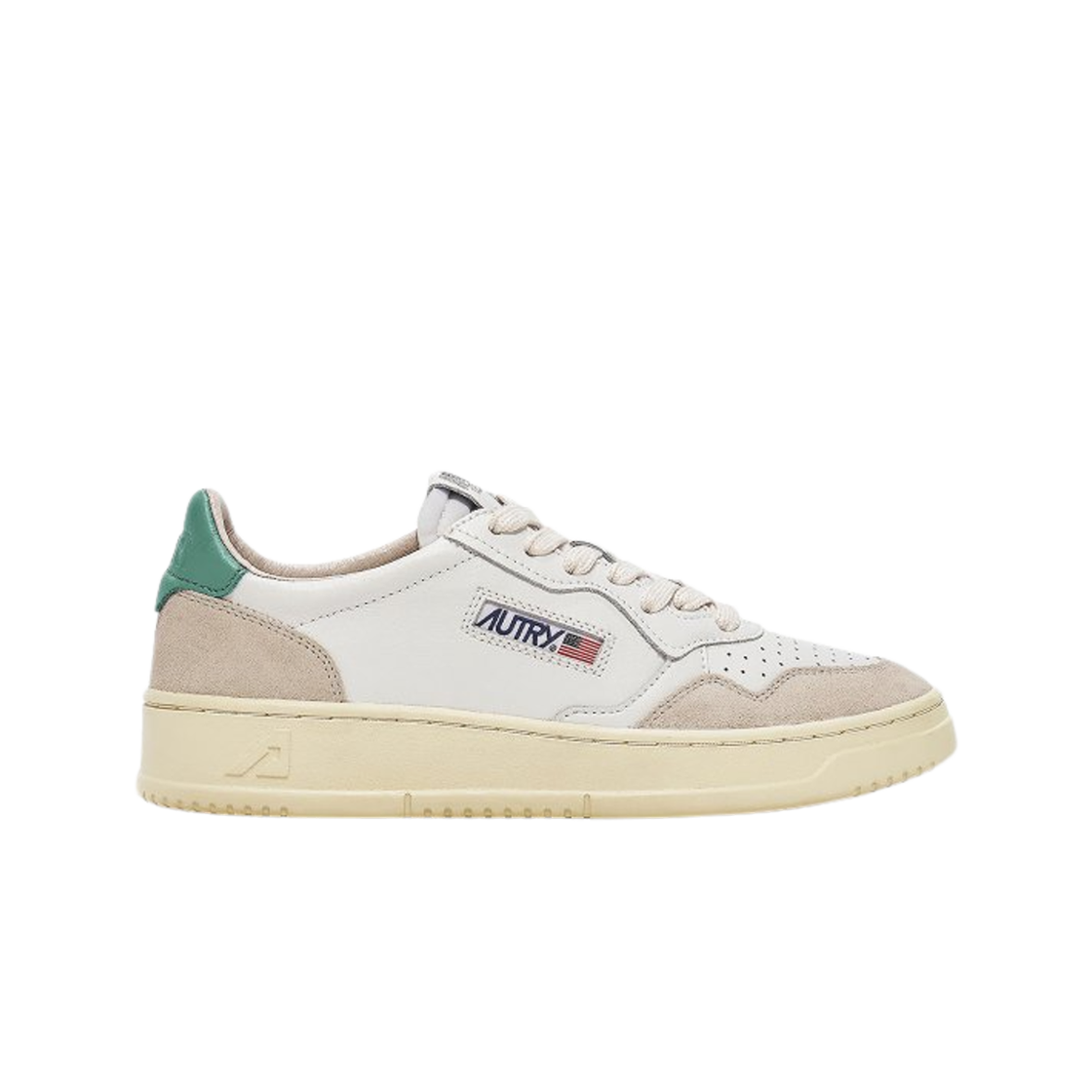 (W) 오트리 메달리스트 로우 레더 스웨이드 스니커즈 화이트 민트((W) Autry Medalist Low Leather Suede Sneakers White Mint) - 1