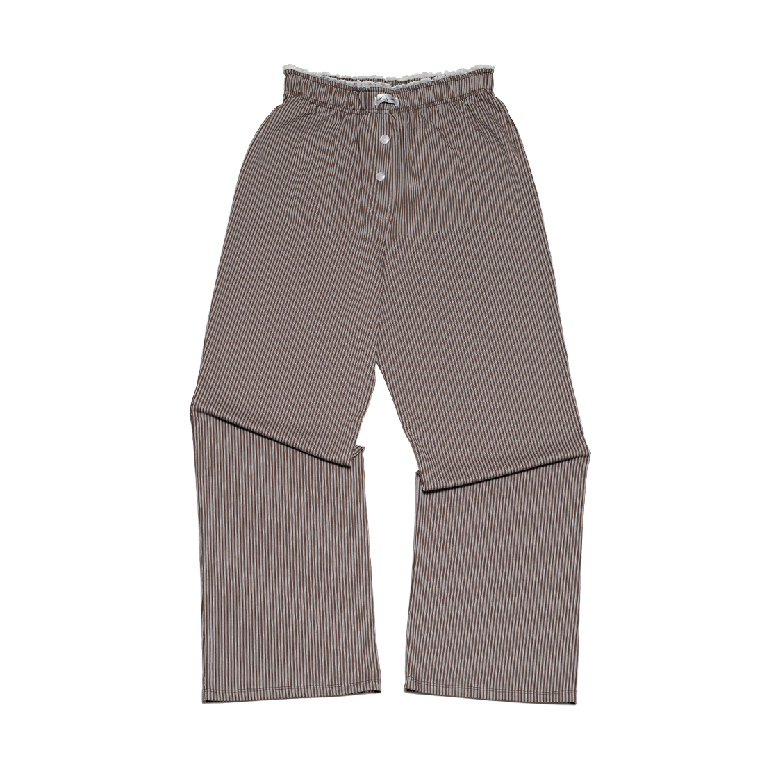 BTPTLPBR01 THIRSTY CLUB Cozy Stripe Lace Pajamas - Brown