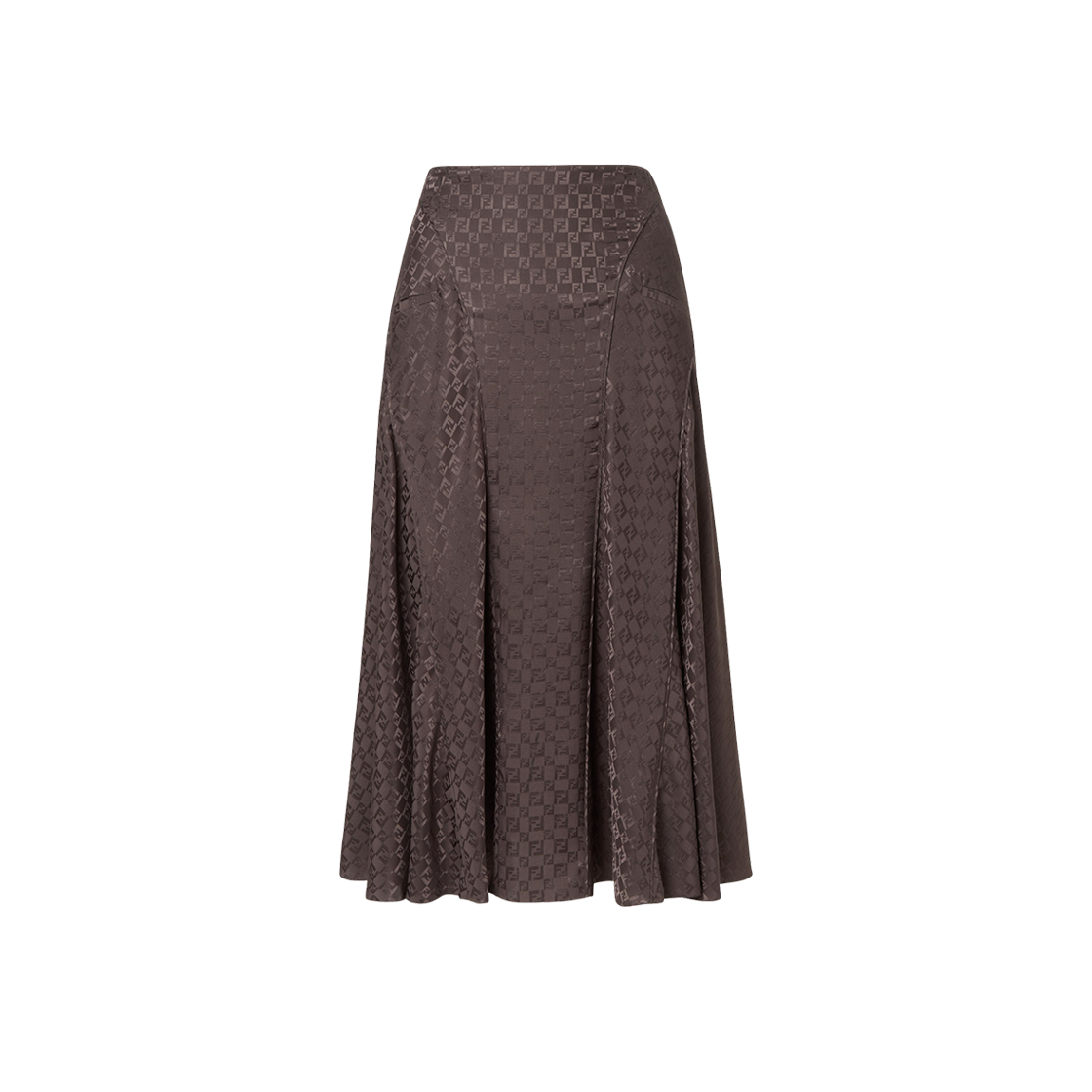 FQ7688AUQGF1T6H (W) Fendi Jacquard FF Silk Skirt Brown
