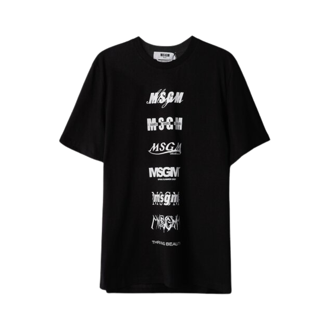 3040MM103-217098-99 MSGM Logo Crewneck Short Sleeve T-Shirt Black