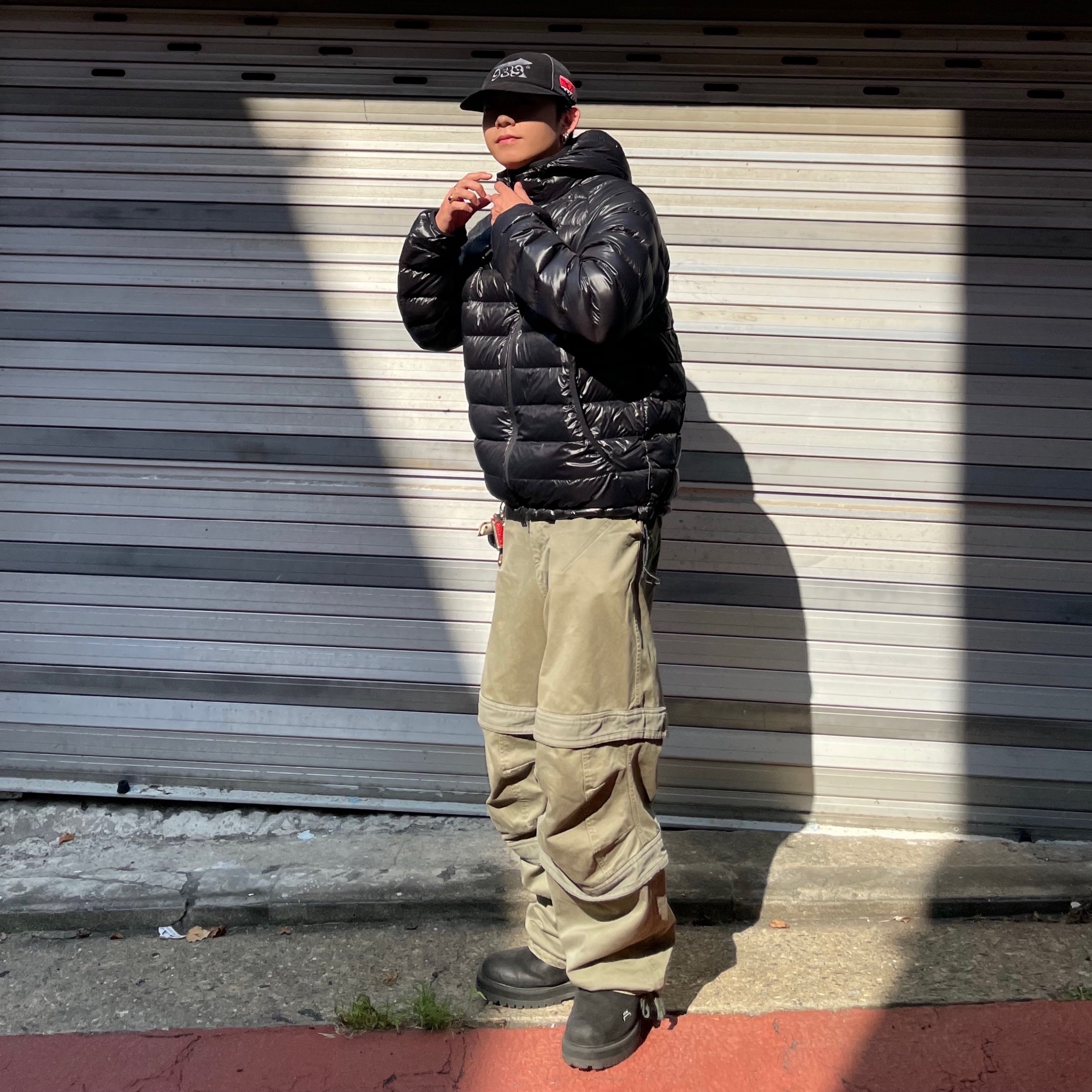 Farfromwhat Far Layered Work Pants Olive 착용 스타일 - 1
