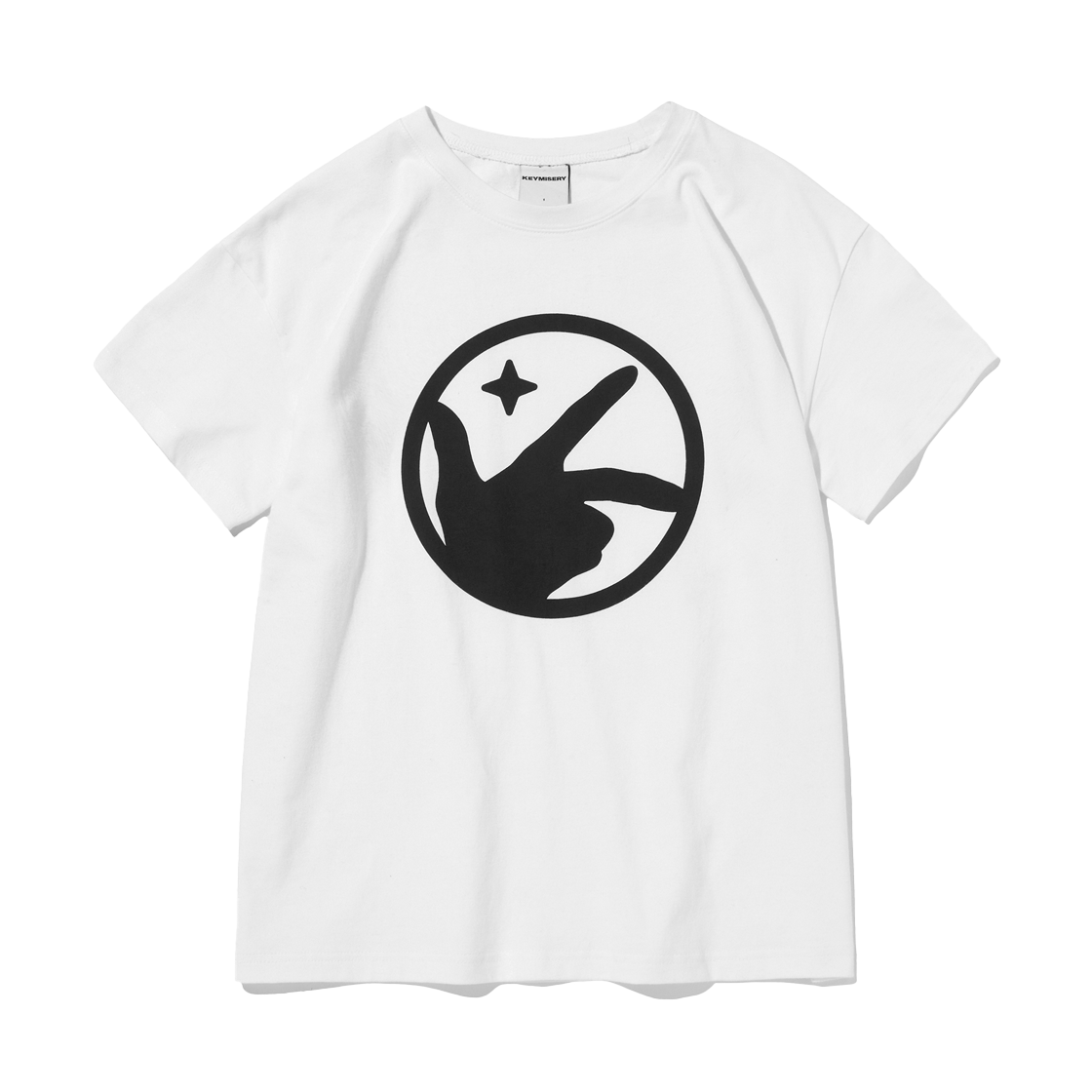 키미저리 핑거 로고 크롭 티셔츠 오프화이트(Keymisery Finger Logo Crop T-Shirt Off-White)