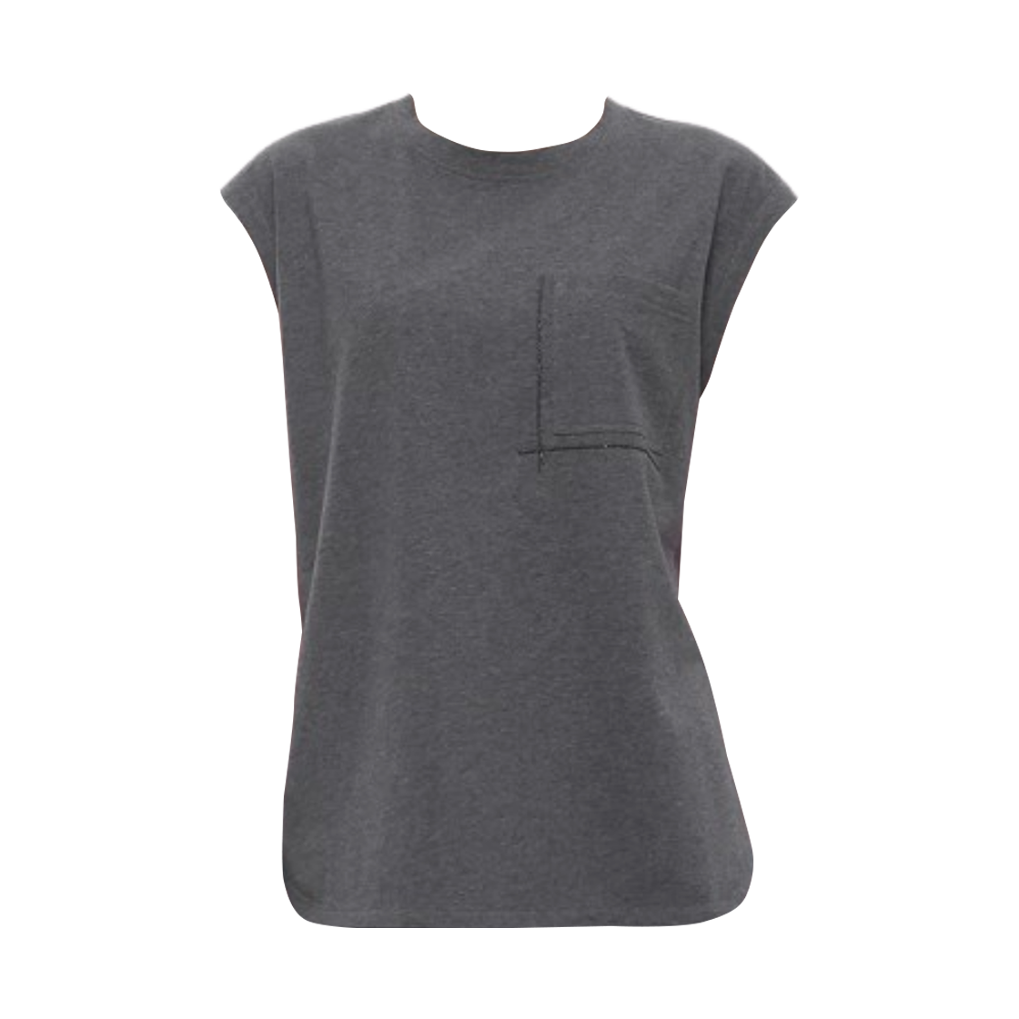 M0T81HA830-C080 (W) Brunello Cucinelli Monili Pocket Detail Sleeveless T-Shirt Grey