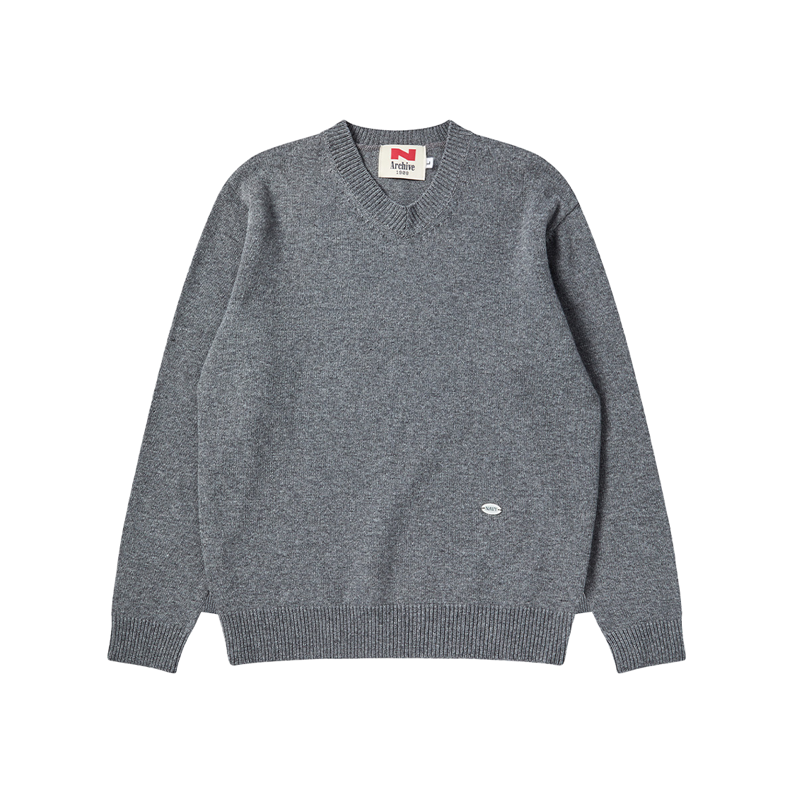 NV25FAKT03GR N ARCHIVE Heritage V-Neck Wool Knit Gray