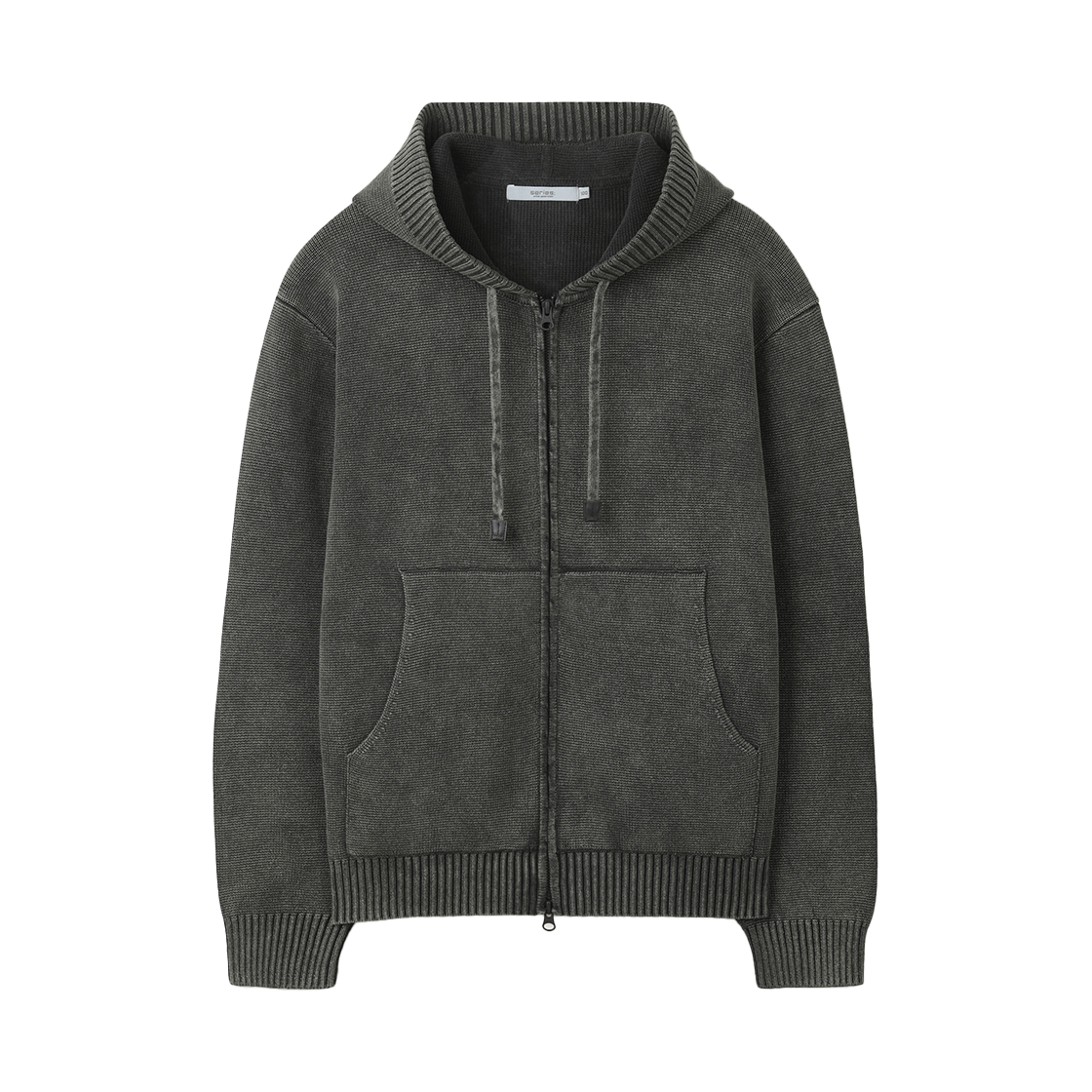 SAWAW25041CHX SERIES Garment Dyeing Cotton Full Zip Up Hoodie Charcoal