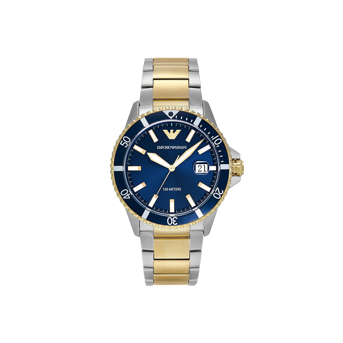 AR11682 Emporio Armani World Explorer Quartz Three-Hand 42mm Stainless Steel Watch Two-Tone Blue