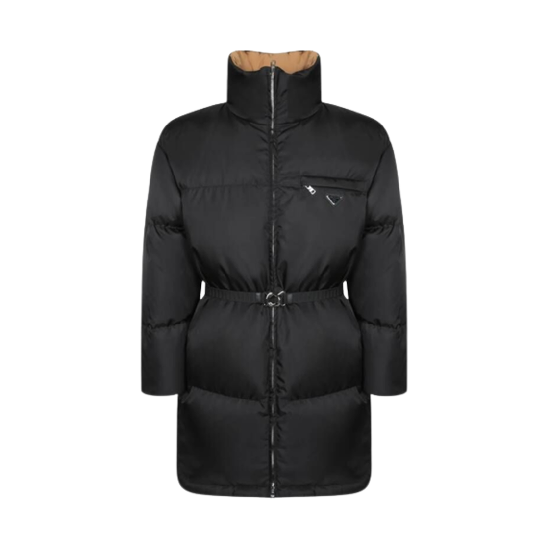 (W) 프라다 리나일론 벨티드 다운 자켓 블랙((W) Prada Re-Nylon Belted Down Jacket Black)