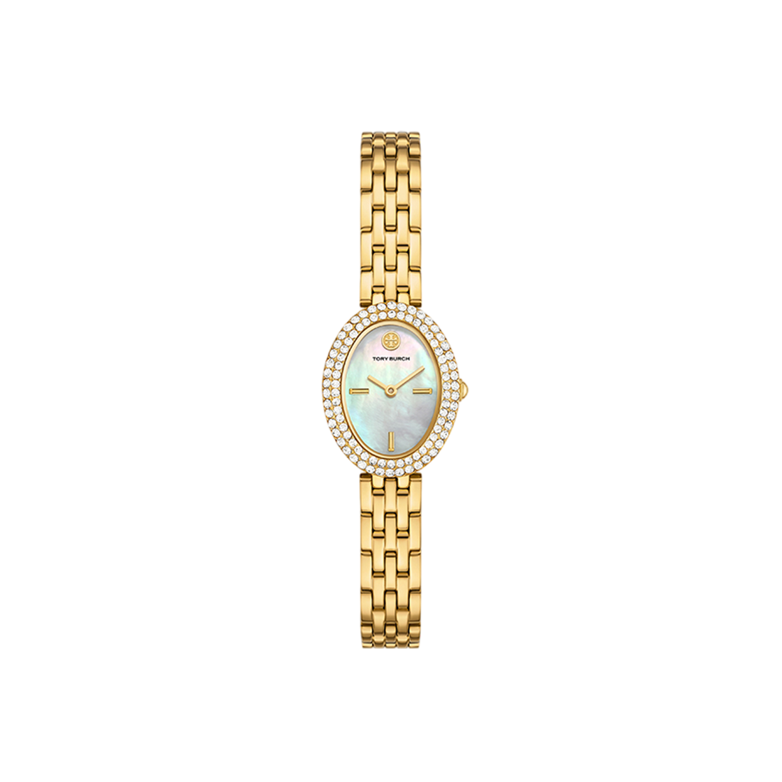 (W) 토리버치 오벌 스테인리스 스틸 시계 골드 모프((W) Tory Burch Oval Stainless Steel Watch Gold Mop)