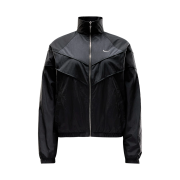 (W) Nike Windrunner Loose UV Woven Full Zip Jacket Black White - Asia