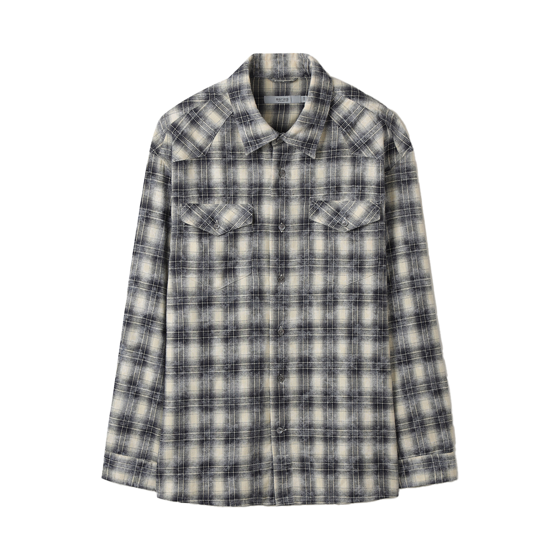 시리즈 스프레이 워싱 체크 오버형 셔츠 블루