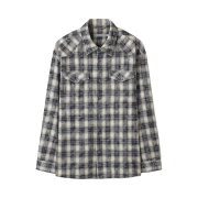SERIES Spray Washing Check Overshirt Blue