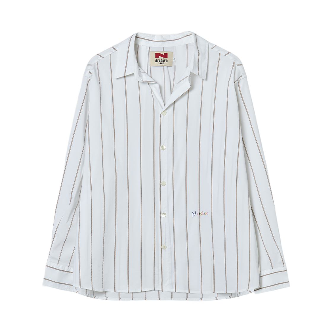 엔 아카이브 럭스 페브릭 스트라이프 코튼 셔츠 화이트(N ARCHIVE Lux Fabric Stripe Cotton Shirt White) - 1