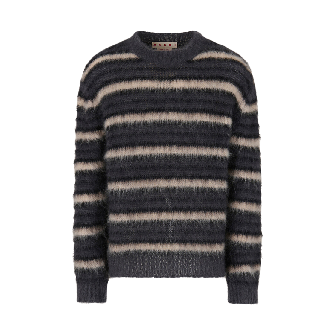 GCMG0161Q0-UFU174-RGN77 Marni Striped Mohair Sweater Dark Grey