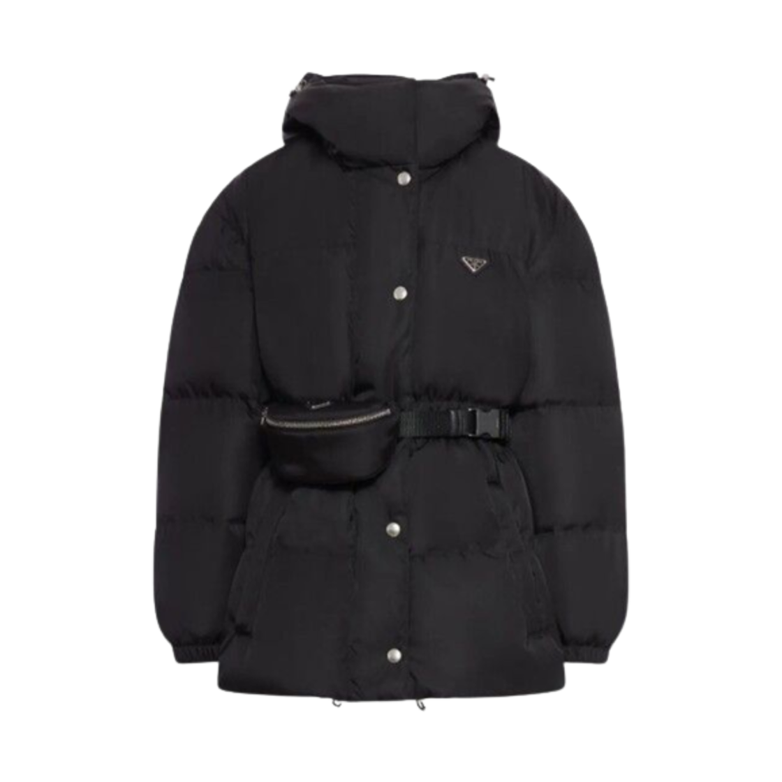 (W) 프라다 리나일론 벨티드 다운 자켓 블랙((W) Prada Re-Nylon Belted Down Jacket Black)