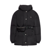 (W) Prada Re-Nylon Belted Down Jacket Black
