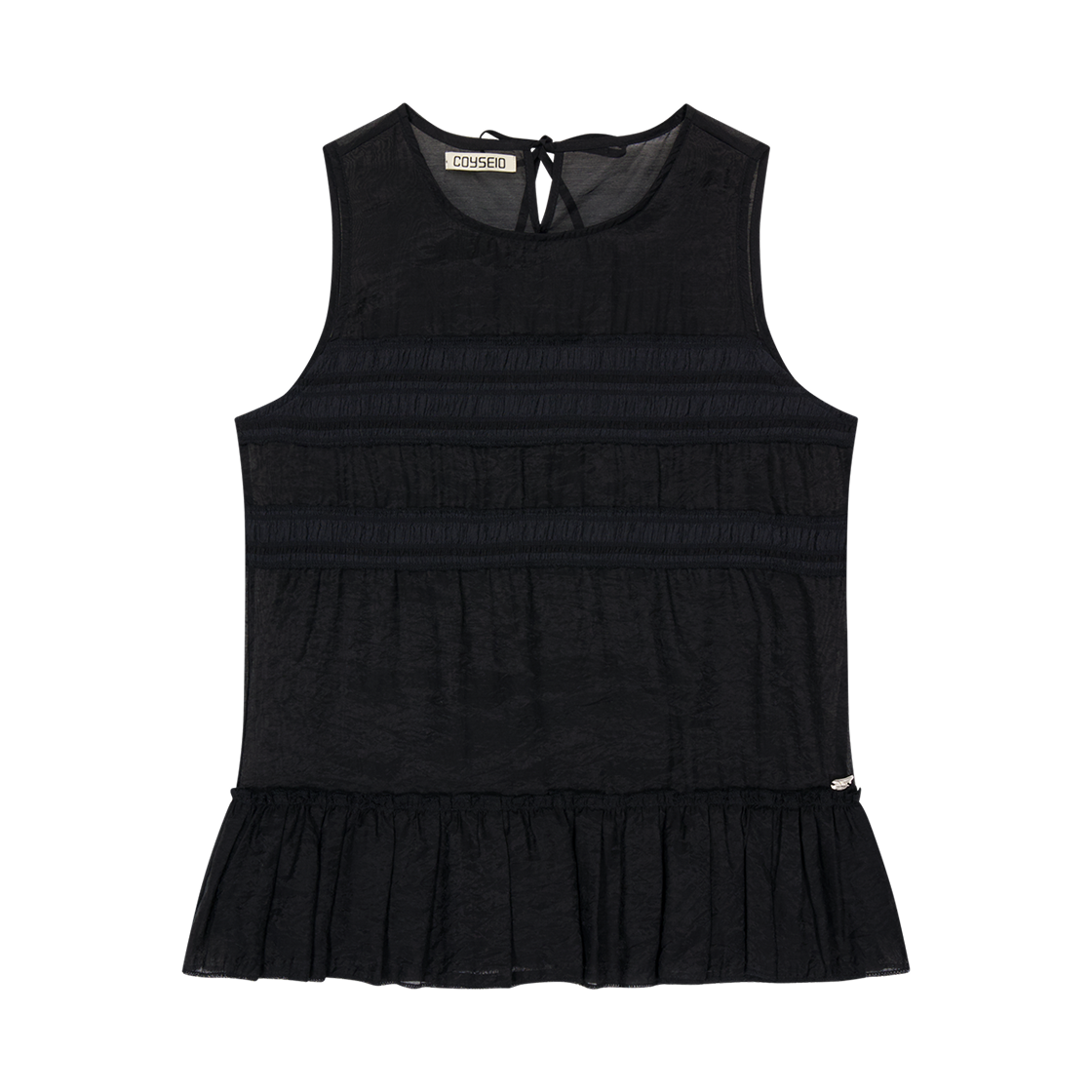 코이세이오 시어 레이어드 슬리브리스 블랙