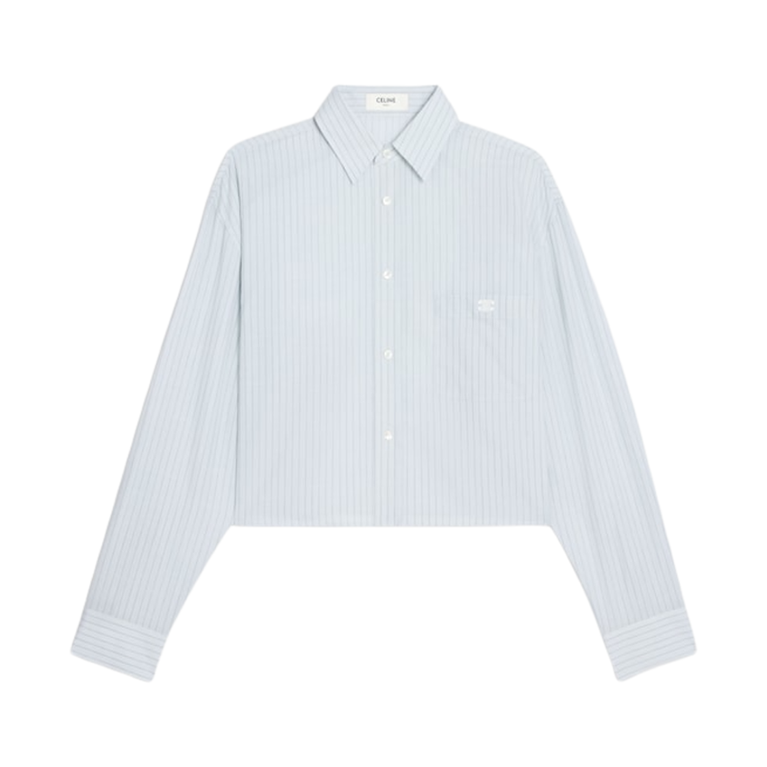 2C8370771-GAQ4 (W) Celine Cropped Shirt in Cotton Chambray Glacier Black