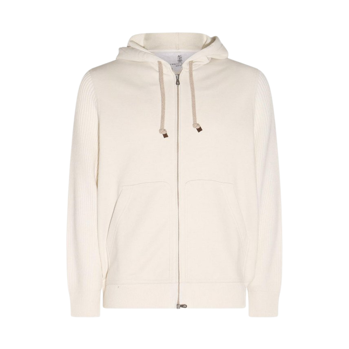 브루넬로 쿠치넬리 니트 슬리브 후드 집업 화이트(Brunello Cucinelli Knit Sleeveless Hooded Zip-Up White)