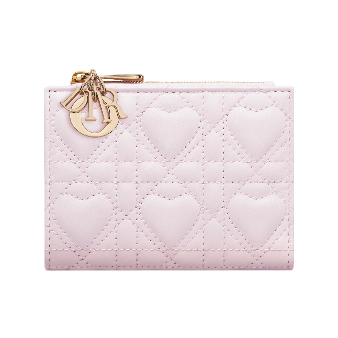 디올 럭키 레이디 디올 달리아 월렛 하트 까나쥬 램스킨 페일 핑크(Dior Lucky Lady Dior Dahlia Wallet In Heart Cannage Lambskin Pale Pink) - 1