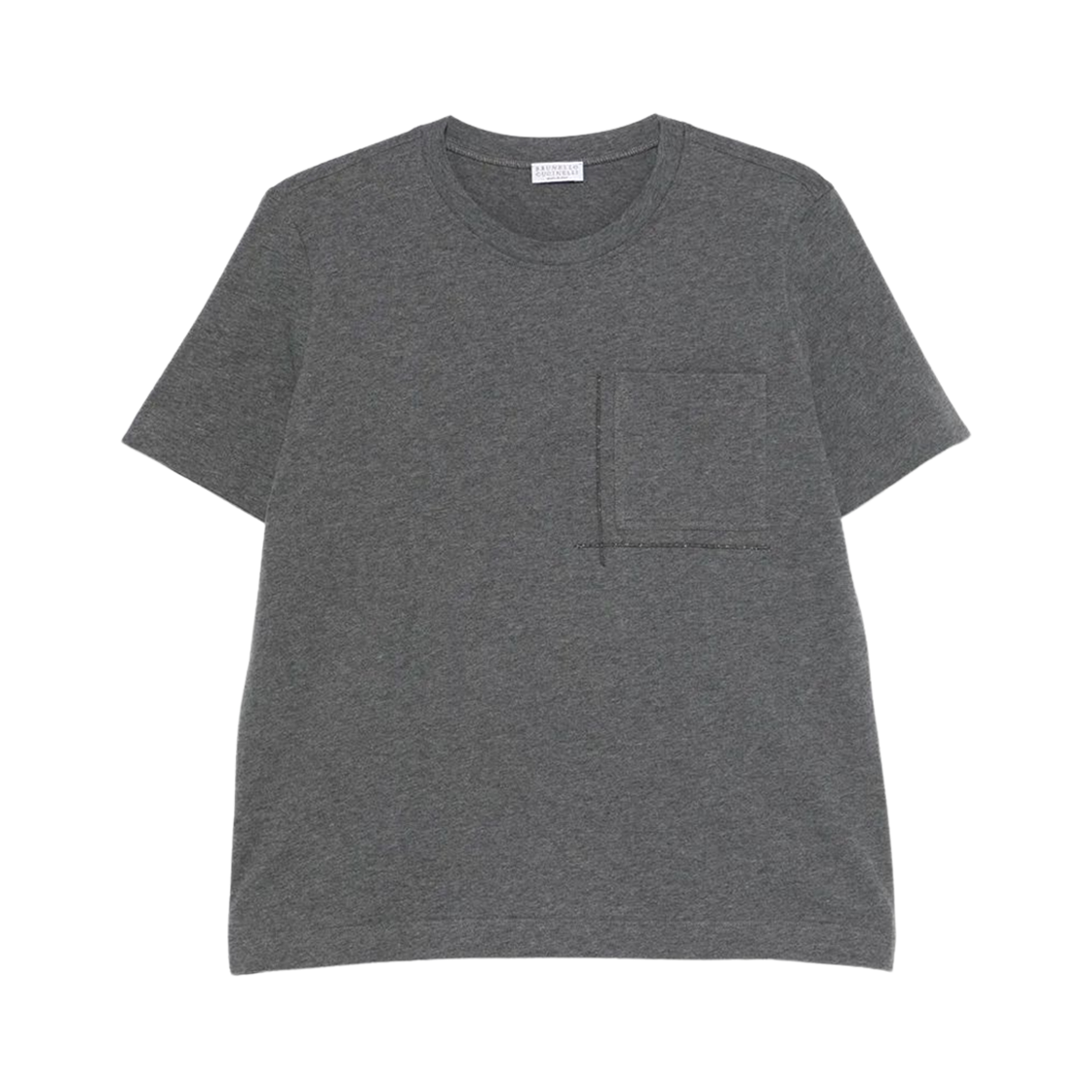 M0T81HA800-C080 (W) Brunello Cucinelli Shiny Pocket Detail Cotton Jersey T-Shirt Grey