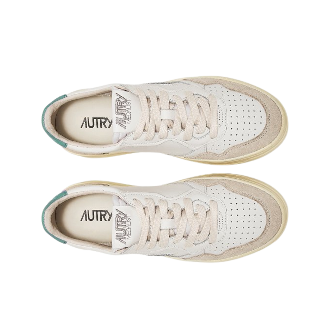 (W) 오트리 메달리스트 로우 레더 스웨이드 스니커즈 화이트 민트((W) Autry Medalist Low Leather Suede Sneakers White Mint) - 2