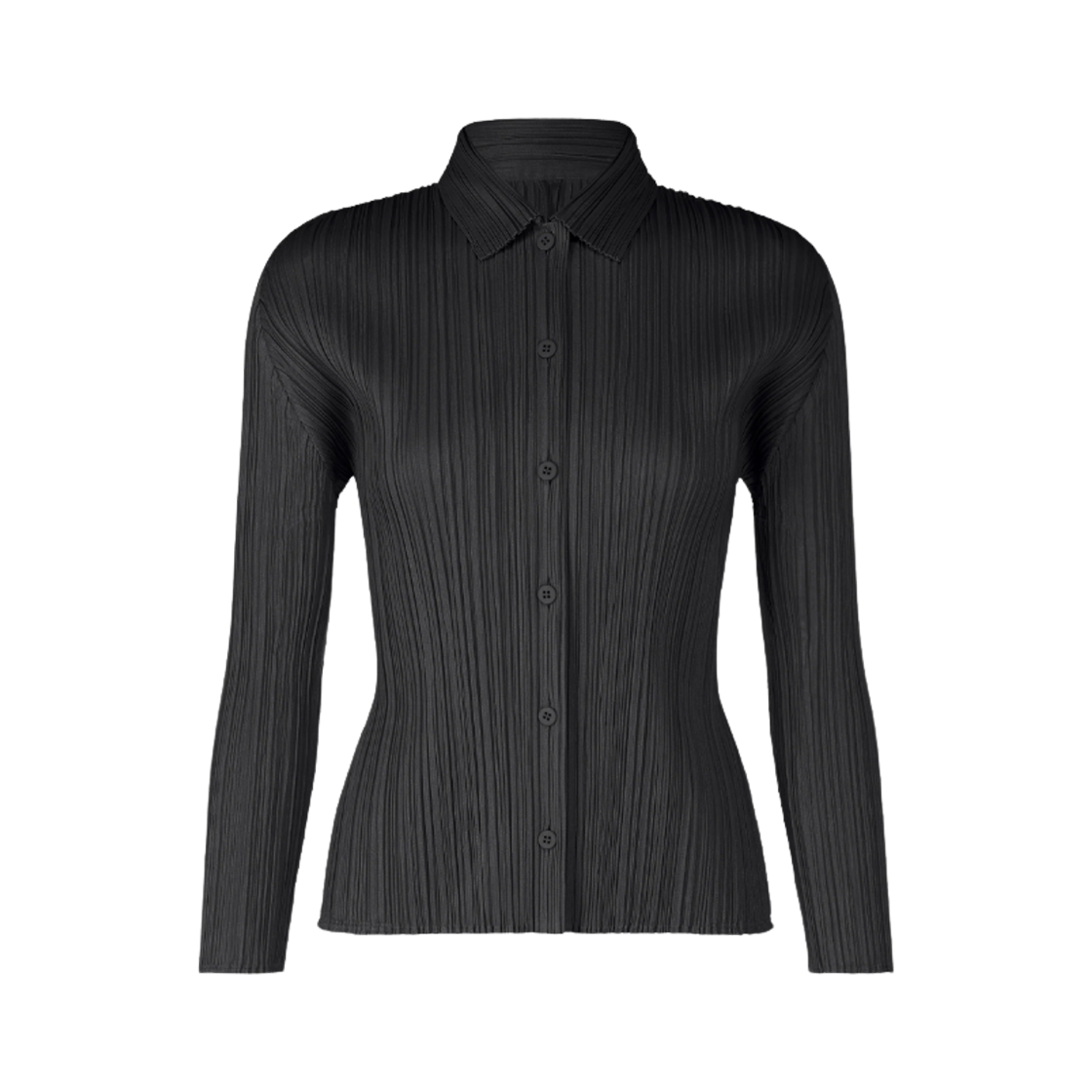 (W) 플리츠 플리즈 이세이 미야케 플리츠 셔츠 블랙((W) Pleats Please Issey Miyake Pleats Shirt Black) - 1