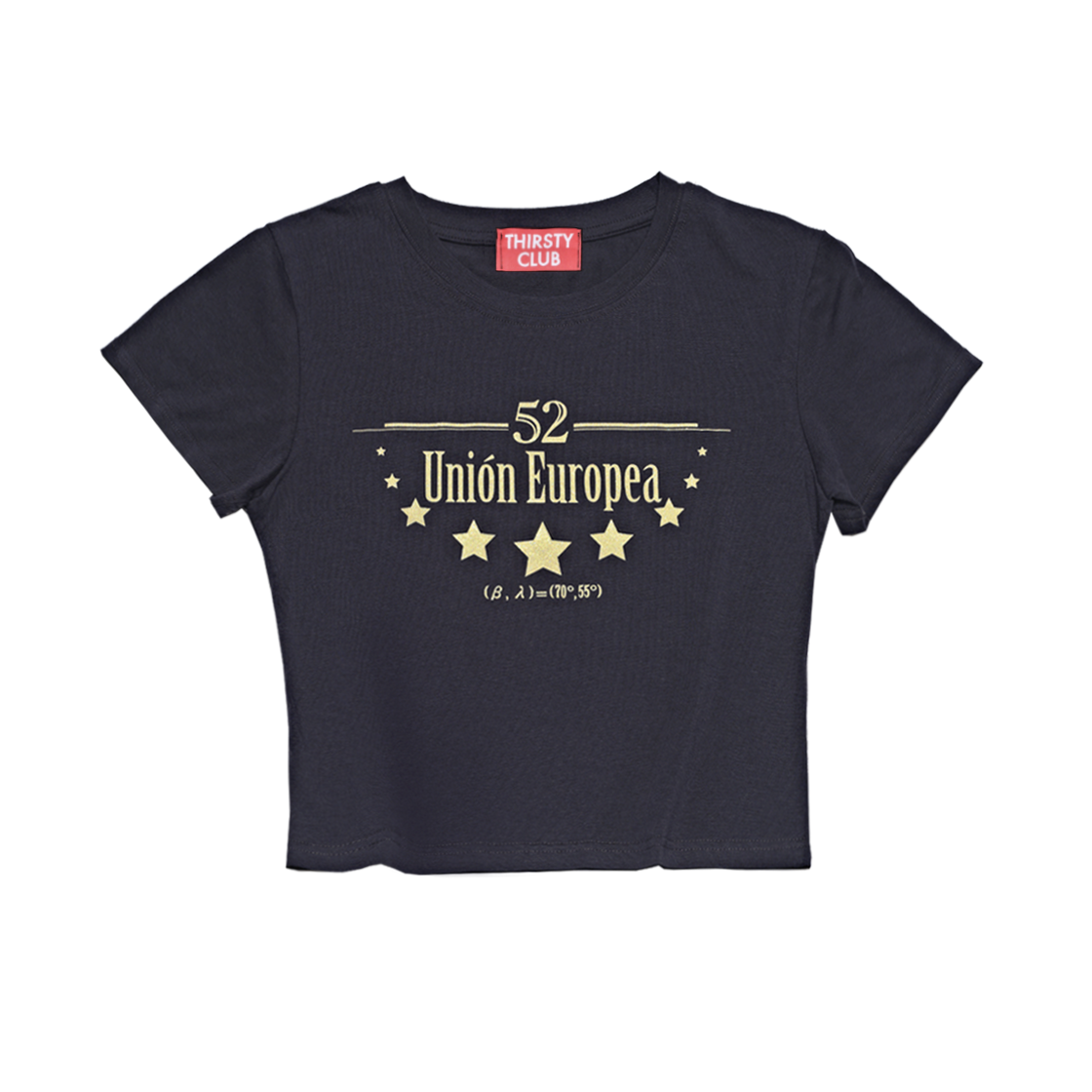 TPTSUENV01 THIRSTY CLUB Union Europea Glitter T Shirt - Navy