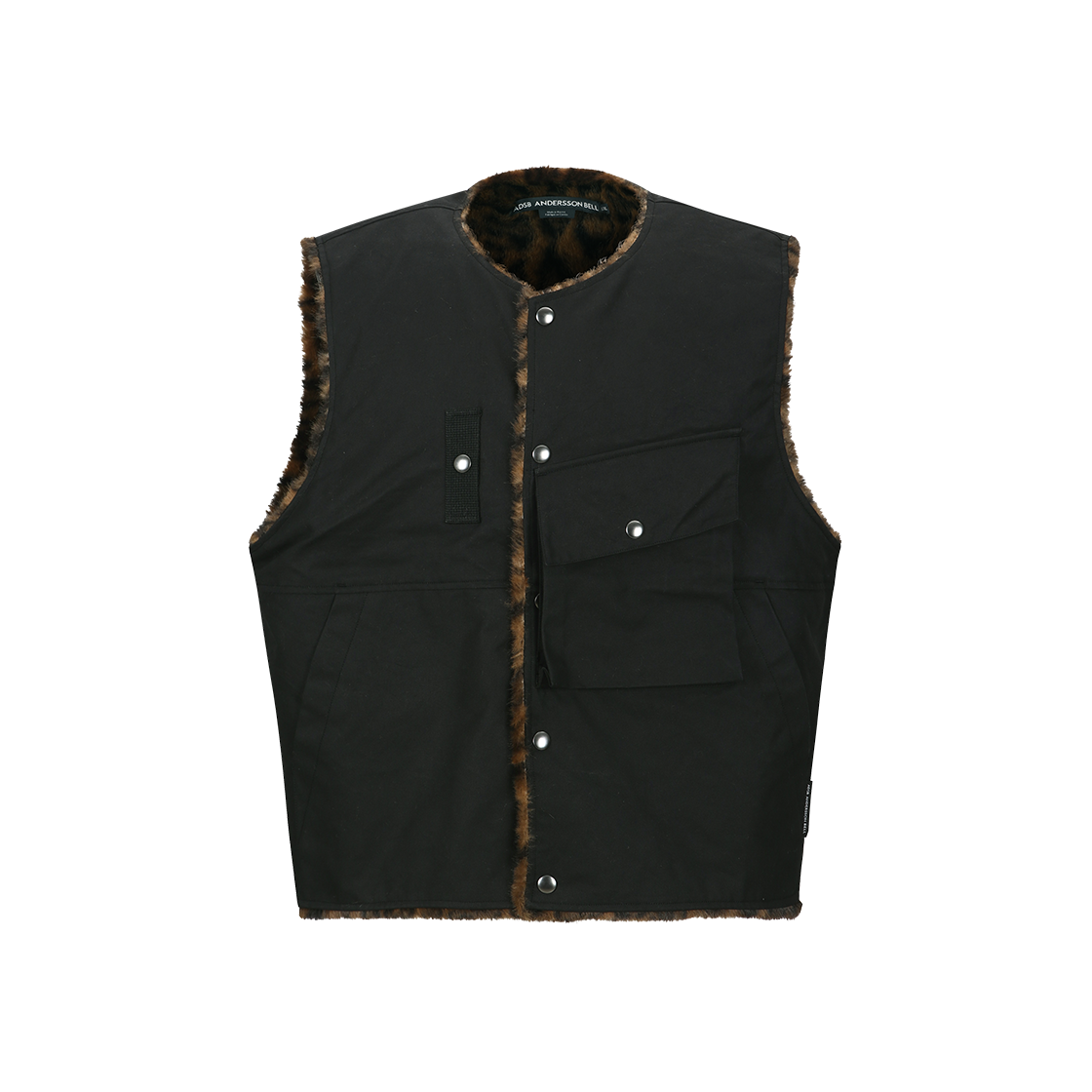 awa733m(BLACK) ADSB Andersson Bell Collarless Pocket Vest Black