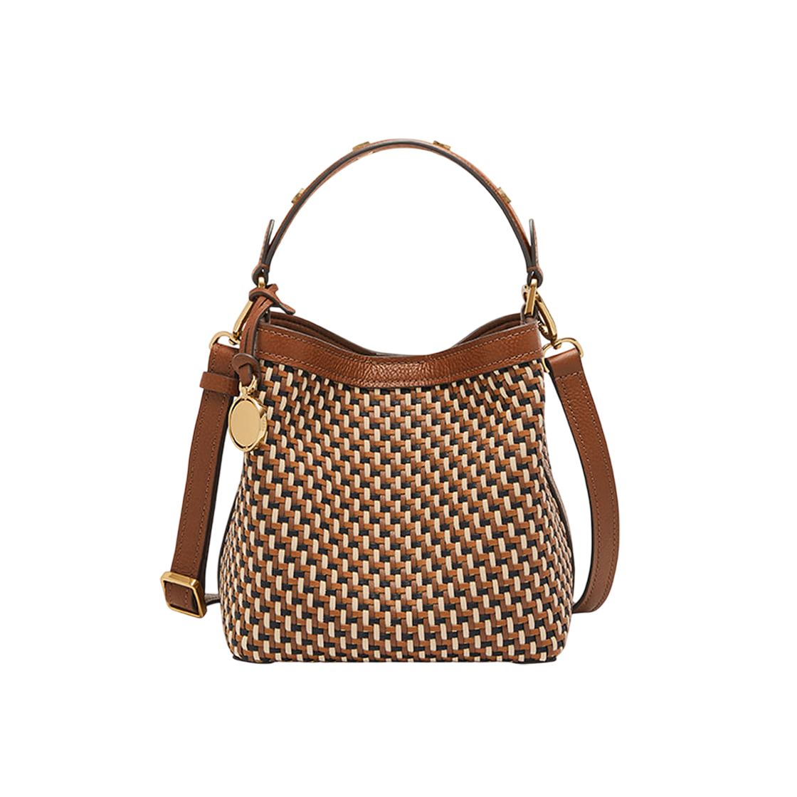 파슬 제시 스몰 버킷 크로스바디 뉴트럴 우븐(Fossil Jessie Small Bucket Crossbody Neutral Woven)