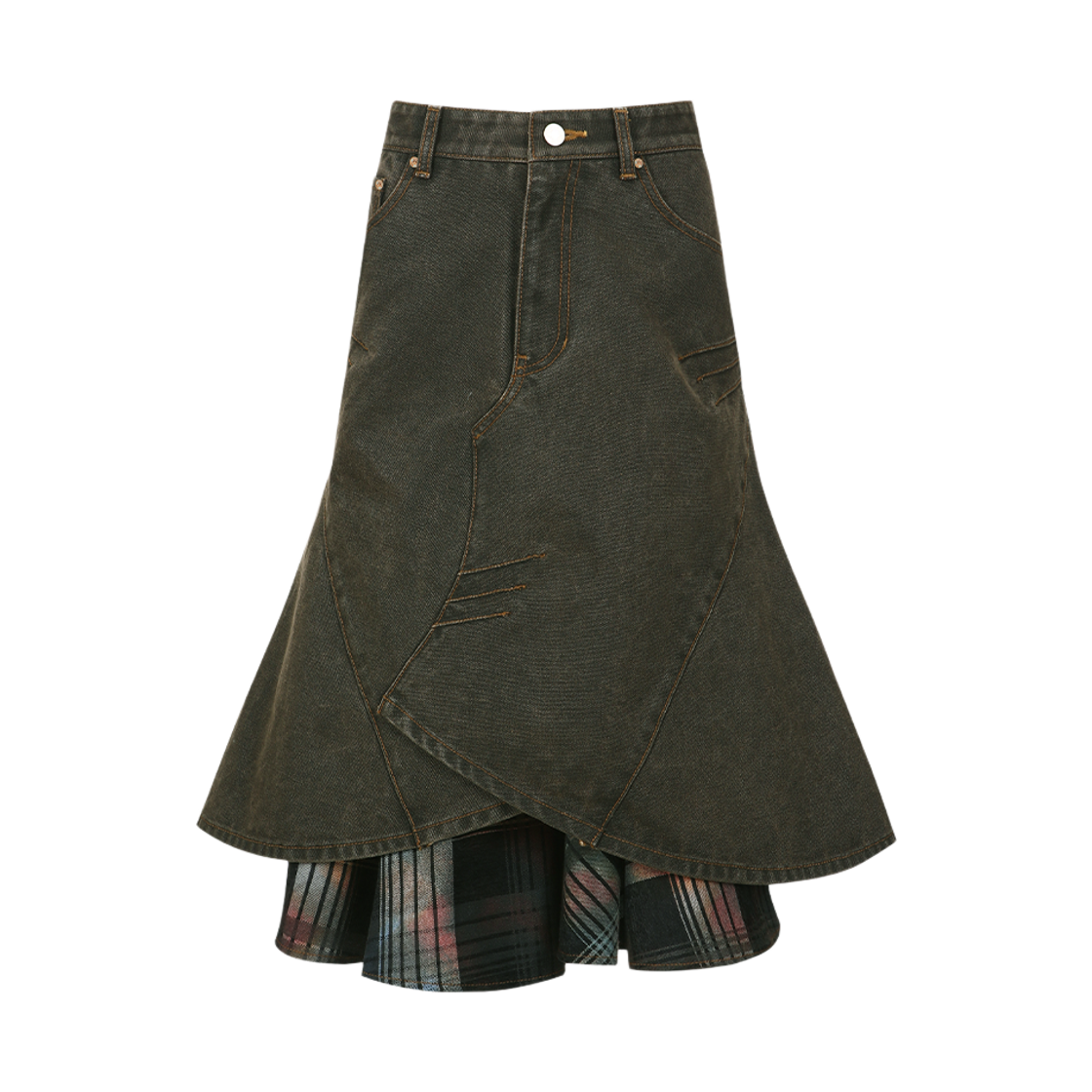 apa847w(SUNSET BROWN) ADSB Andersson Bell Custom Flare Layered Skirt Sunset Brown