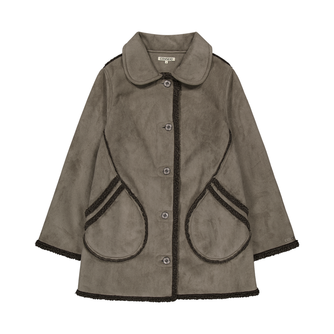 코이세이오 라운드 칼라 스웨이드 재킷 브라운(COYSEIO Round Collar Suede Jacket Brown)