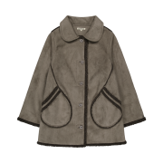 COYSEIO Round Collar Suede Jacket Brown