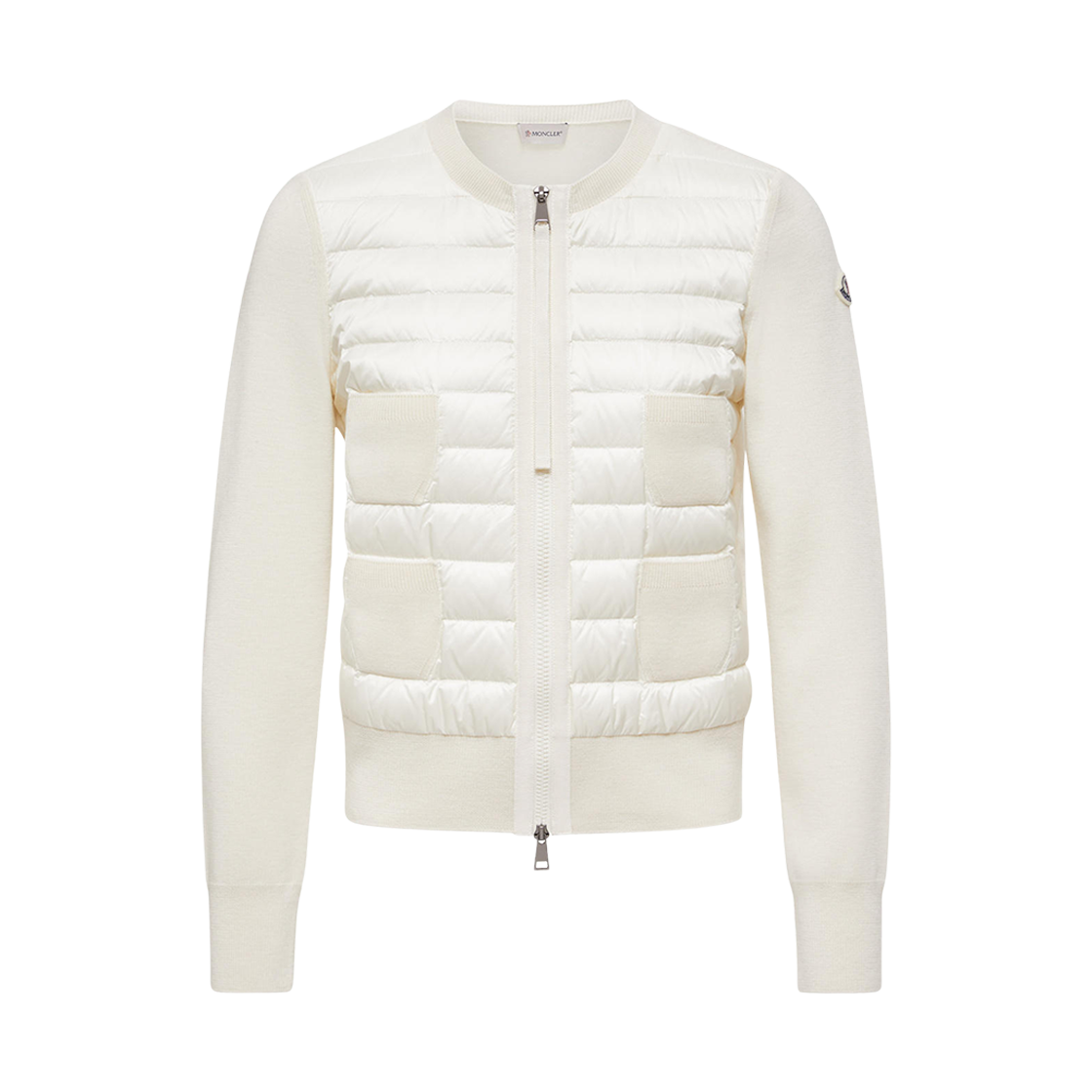 (W) 몽클레르 패딩 울 집업 가디건 화이트 - 25FW((W) Moncler Padded Wool Zip Up Cardigan White - 25FW) - 1