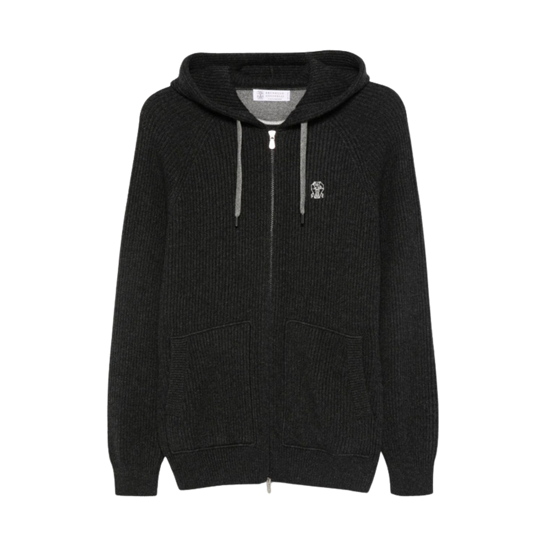 브루넬로 쿠치넬리 집 후드 립드 스웨터 그레이(Brunello Cucinelli Ribbed Sweater with Zip and Hooded Grey) - 1