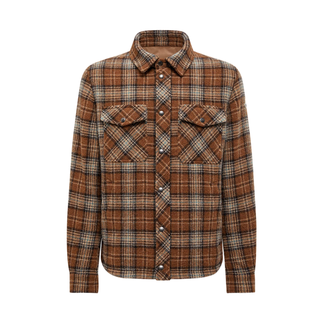 K2-091-2F00023-598X5-F22 Moncler Checked Wool Shirt Jacket Light Brown - 25FW